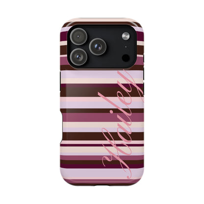 Custom Berry Mocha Stripes iPhone Case