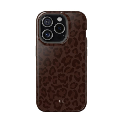 Custom Initials Mocha Leopard iPhone Case