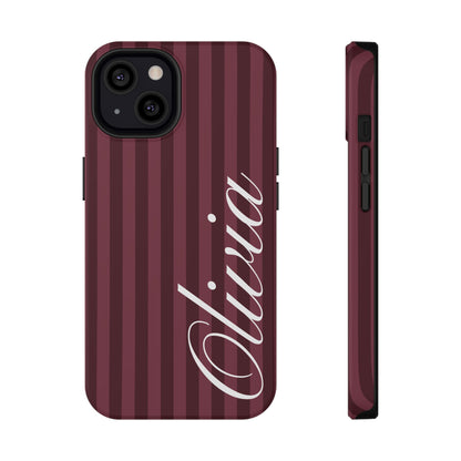 Custom Burgundy Stripes iPhone Case