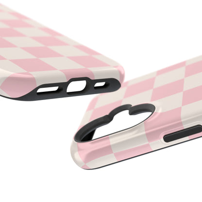 Light Pink & Beige Checkered iPhone Case