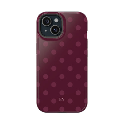 Custom Initials Plum Polka Dots iPhone Case