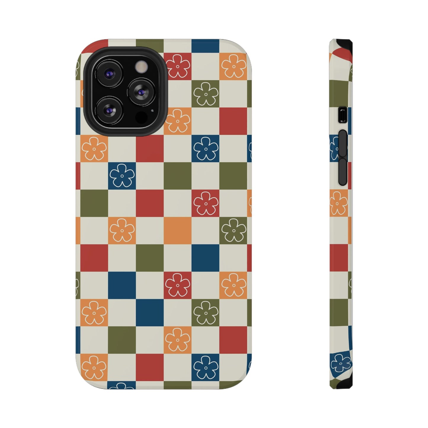 Vintage Flowers Checkered iPhone Case