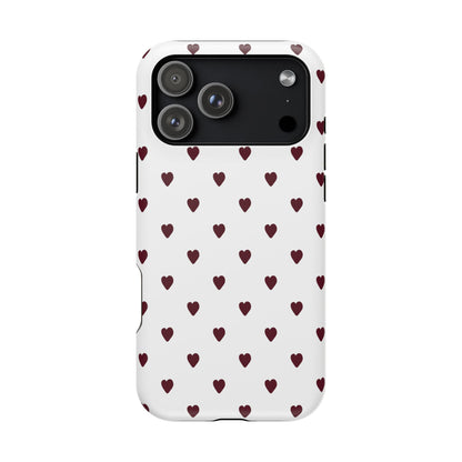 Burgundy Little Hearts iPhone Case