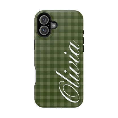 Custom Green Gingham iPhone Case