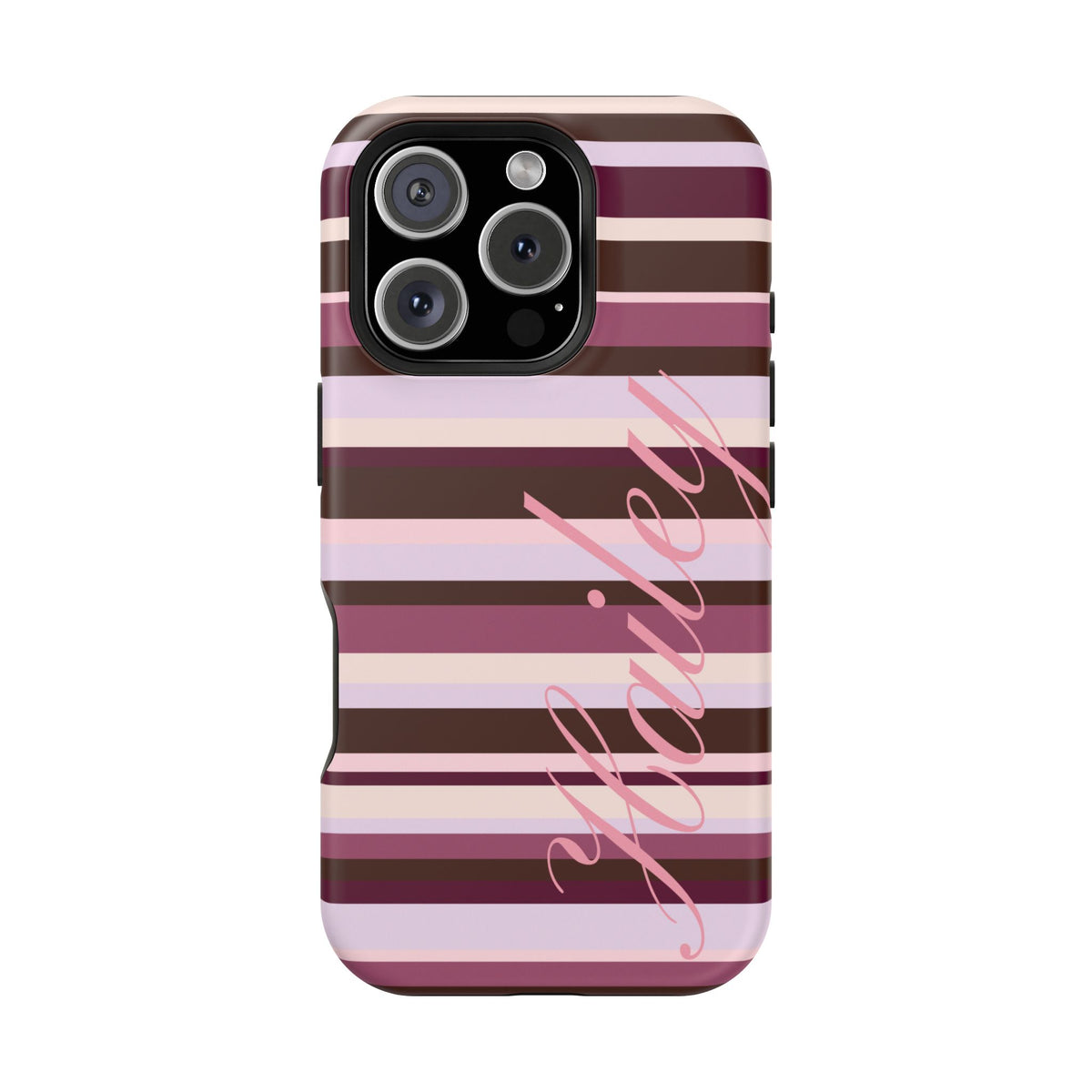Custom Berry Mocha Stripes iPhone Case
