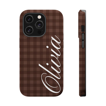Custom Brown Gingham iPhone Case