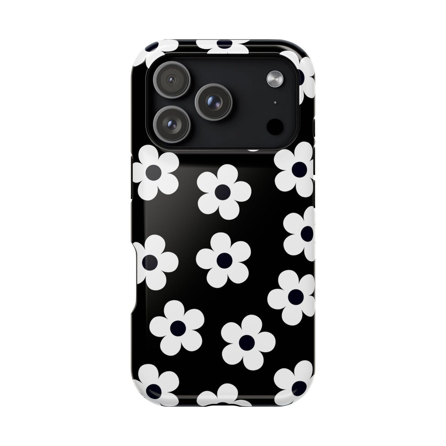 Black Retro Flowers iPhone Case