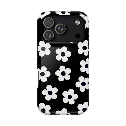 Black Retro Flowers iPhone Case