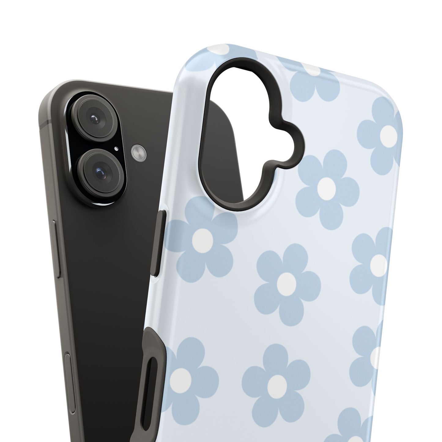 Light Blue Retro Flowers iPhone Case