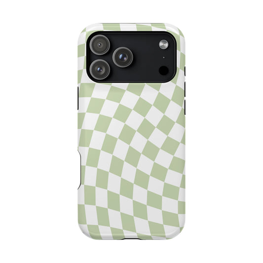 Light Green Wavy Checkered iPhone Case