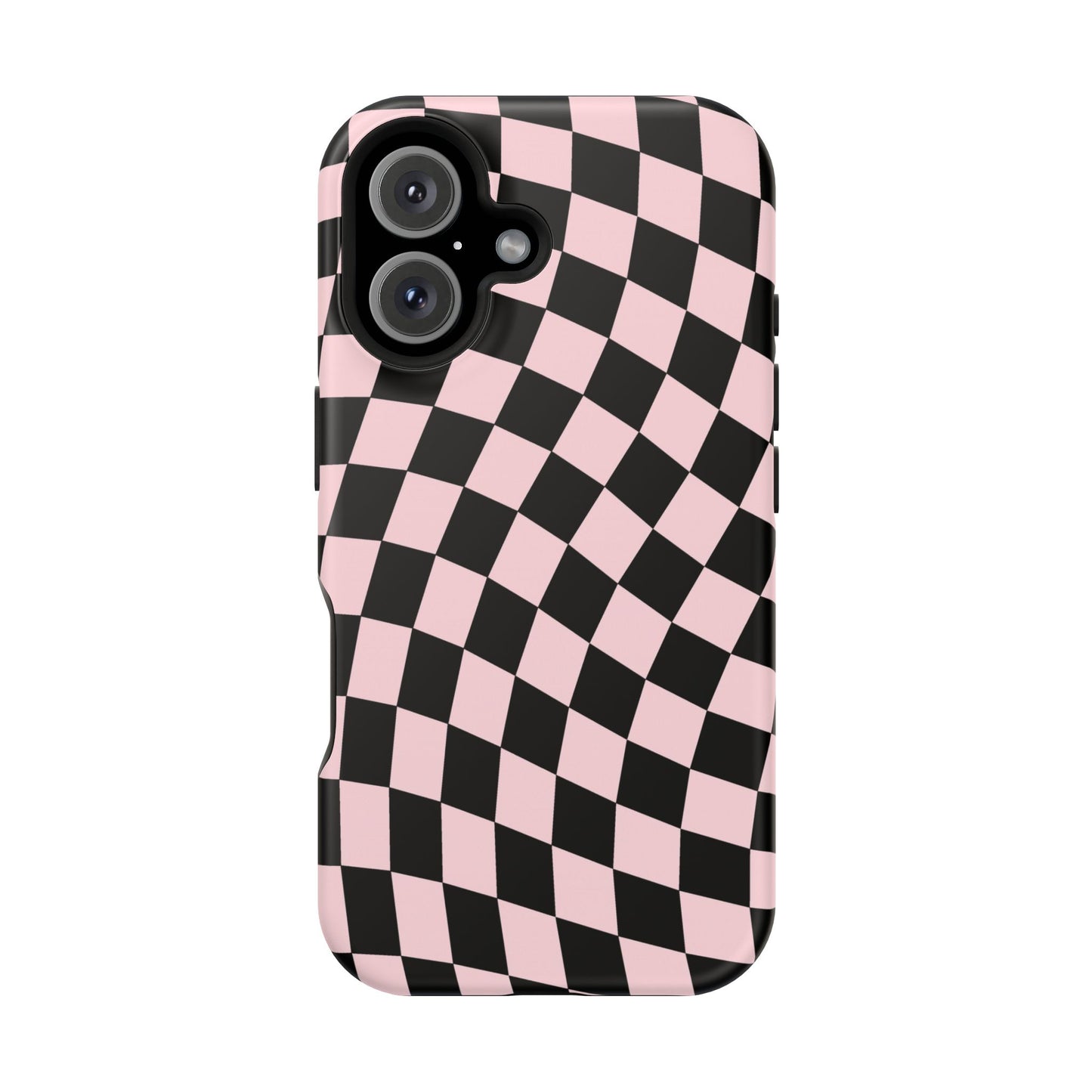 Pink & Black Wavy Checkered iPhone Case