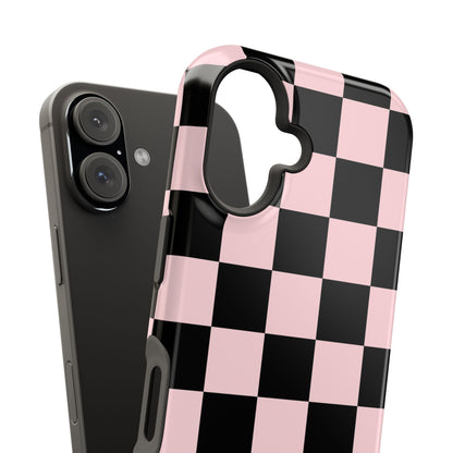 Pink & Black Checkered iPhone Case