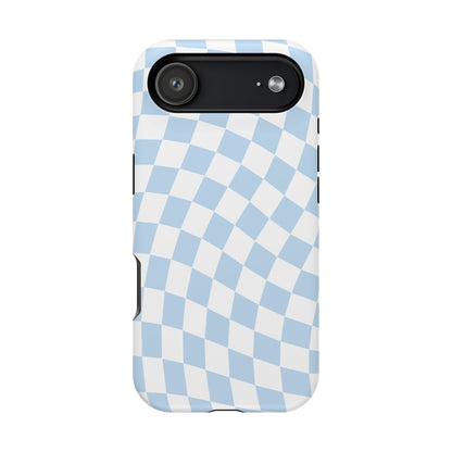 Blue Wavy Checkered iPhone Case