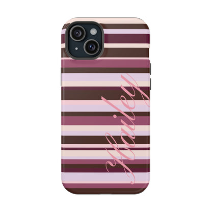 Custom Berry Mocha Stripes iPhone Case