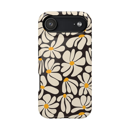 Black Retro Flowers iPhone Case