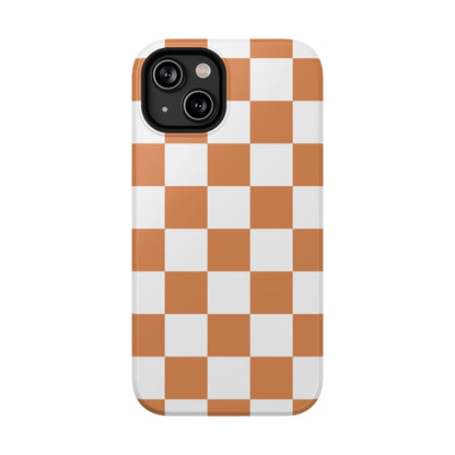 Dark Orange & White Checkered iPhone Case