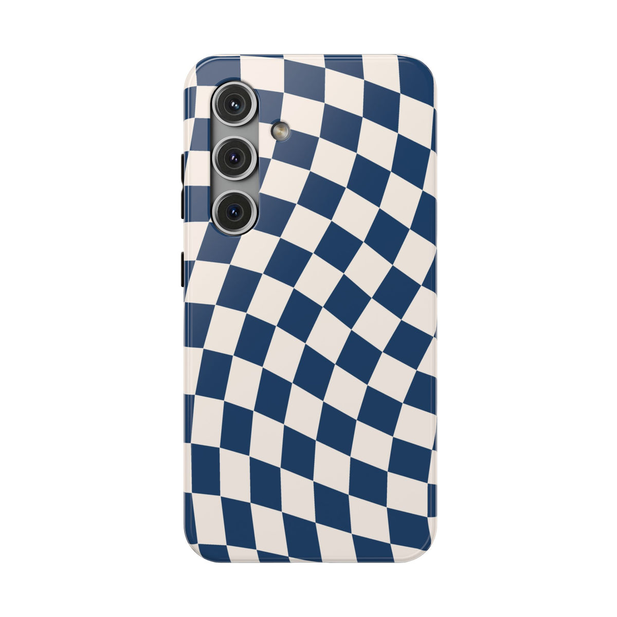 Navy & Beige Wavy Checkered Samsung Case