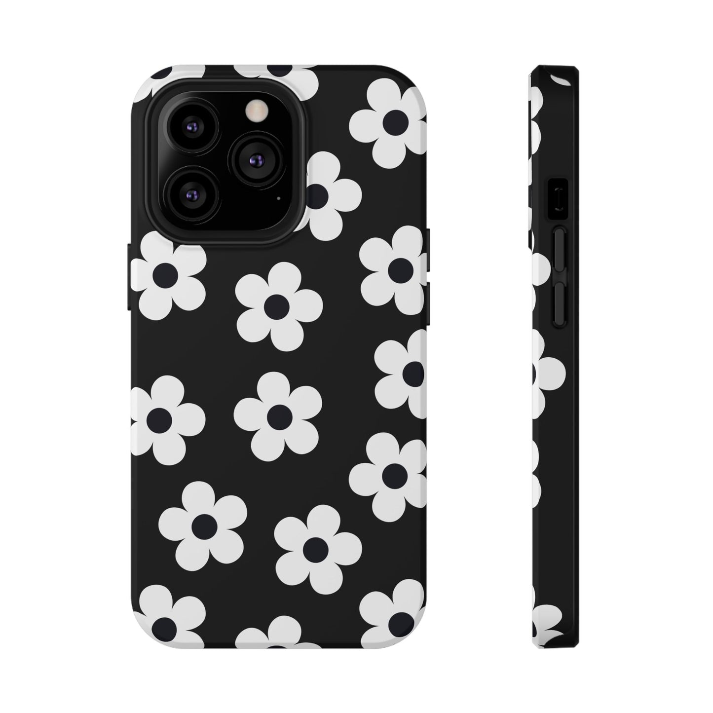 Black Retro Flowers iPhone Case