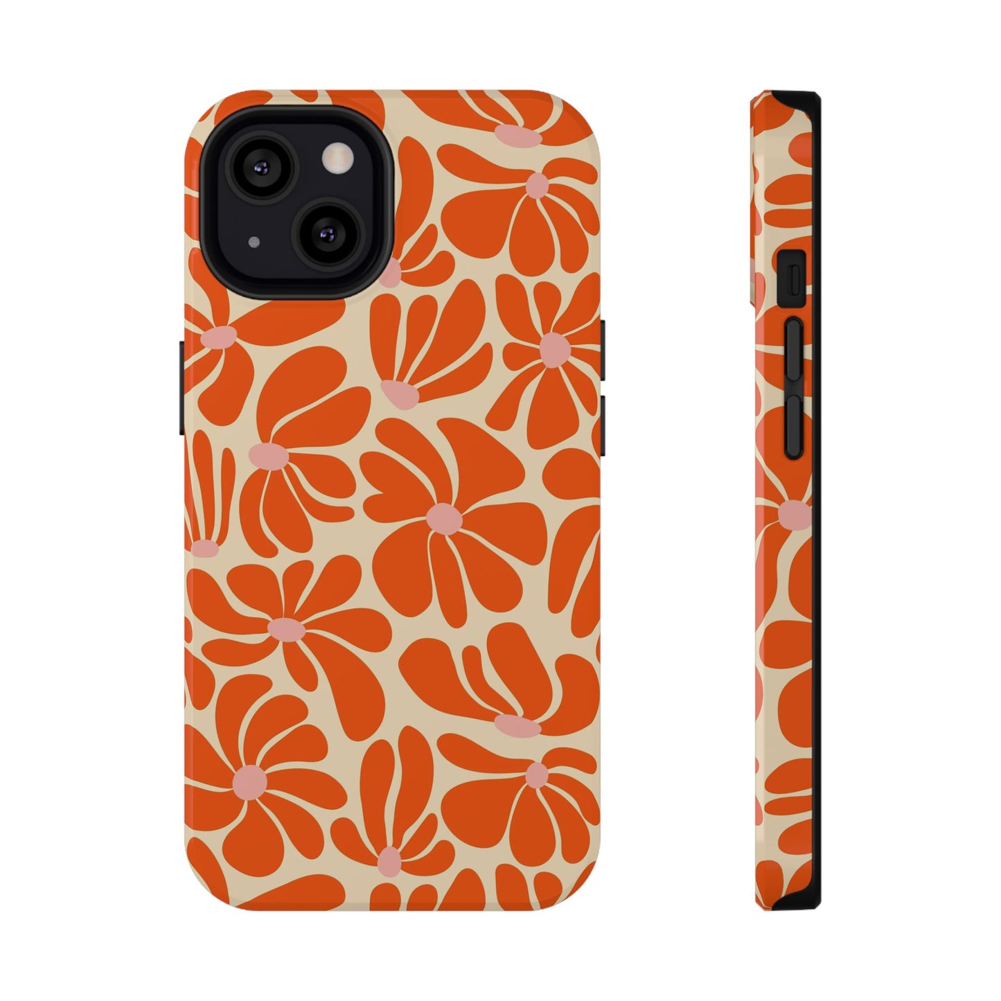 Orange Vintage Flowers iPhone Case