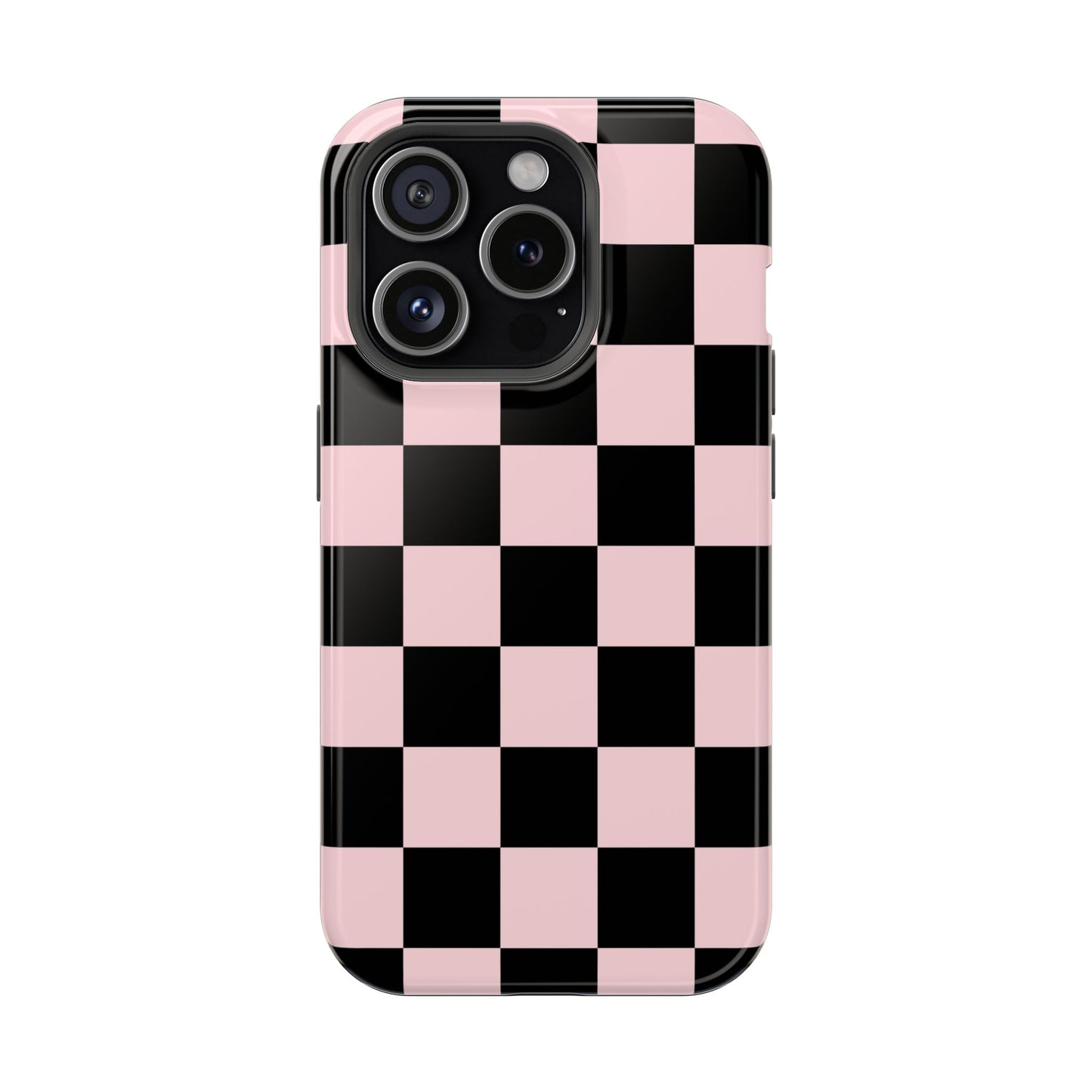 Pink & Black Checkered iPhone Case