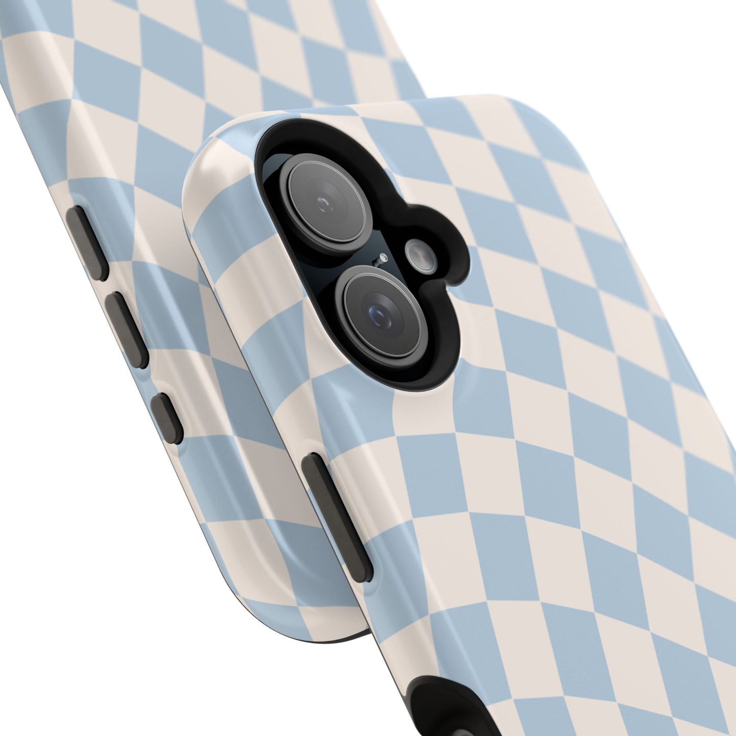 Blue & Beige Wavy Checkered iPhone Case