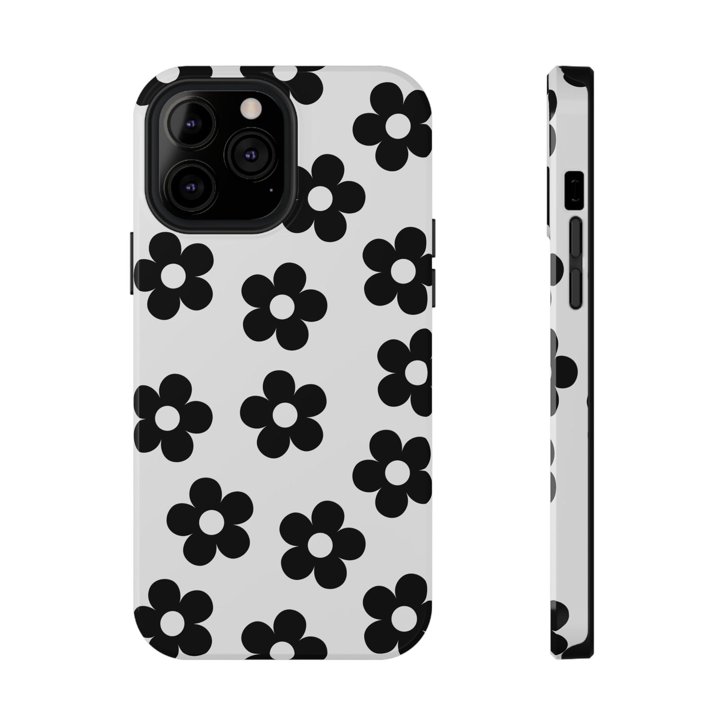 White Retro Flowers iPhone Case