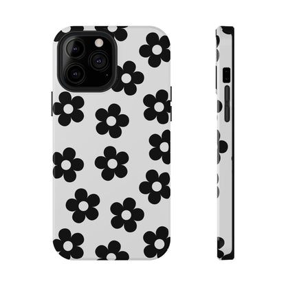 White Retro Flowers iPhone Case