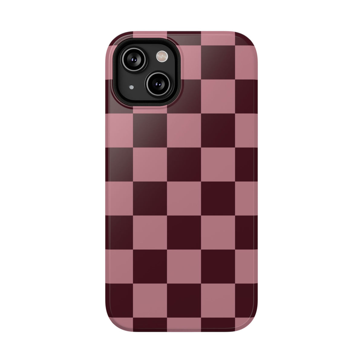 Burgundy & Pink Checkered iPhone Case