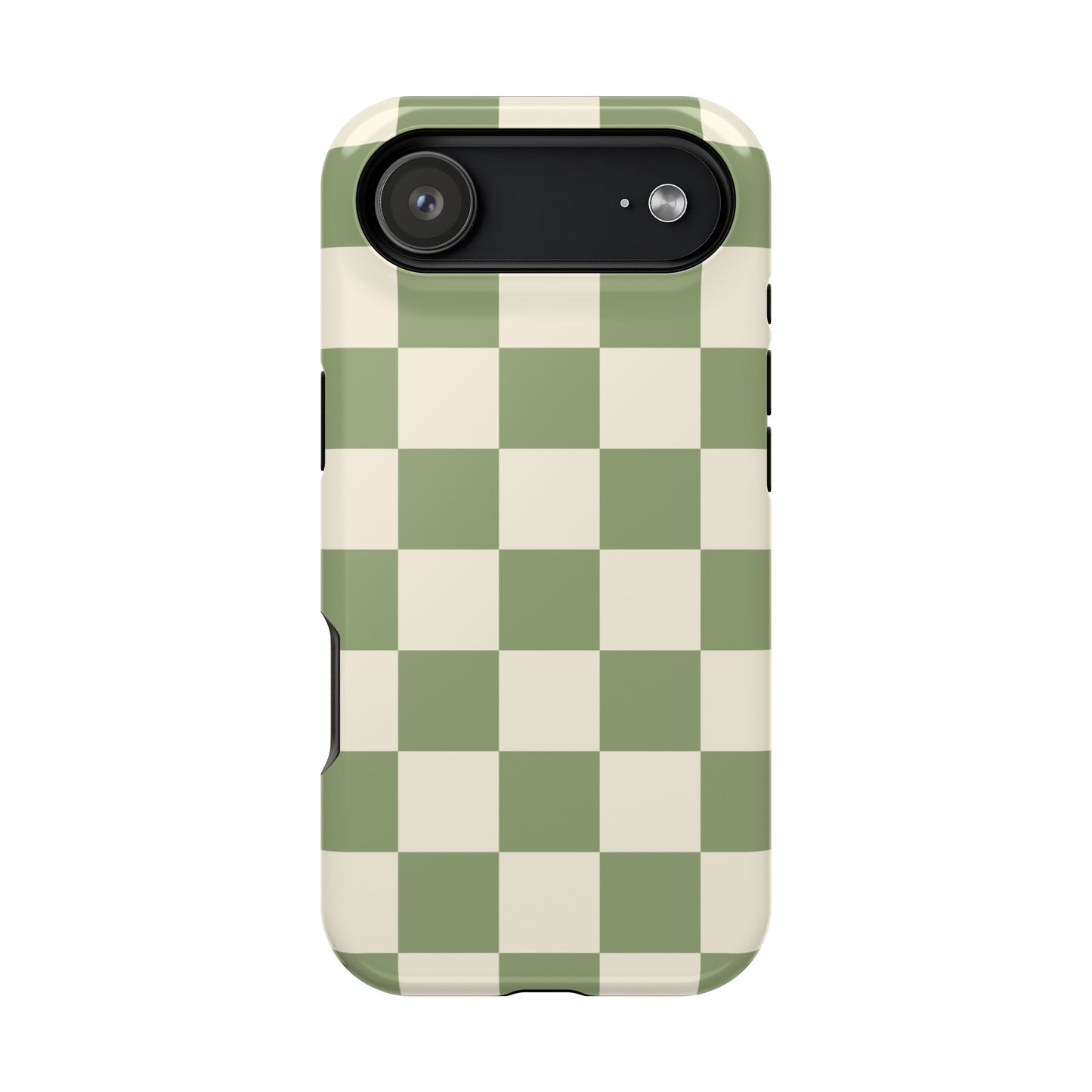 Green & Beige Checkered iPhone Case