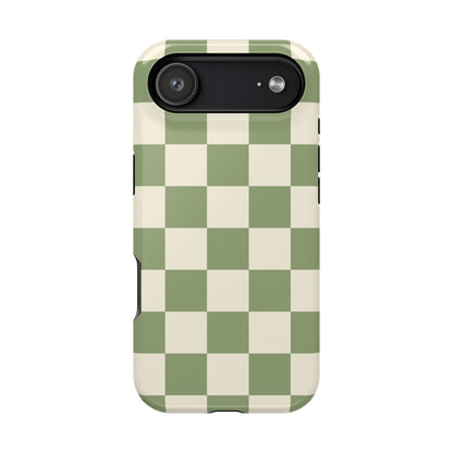 Green & Beige Checkered iPhone Case