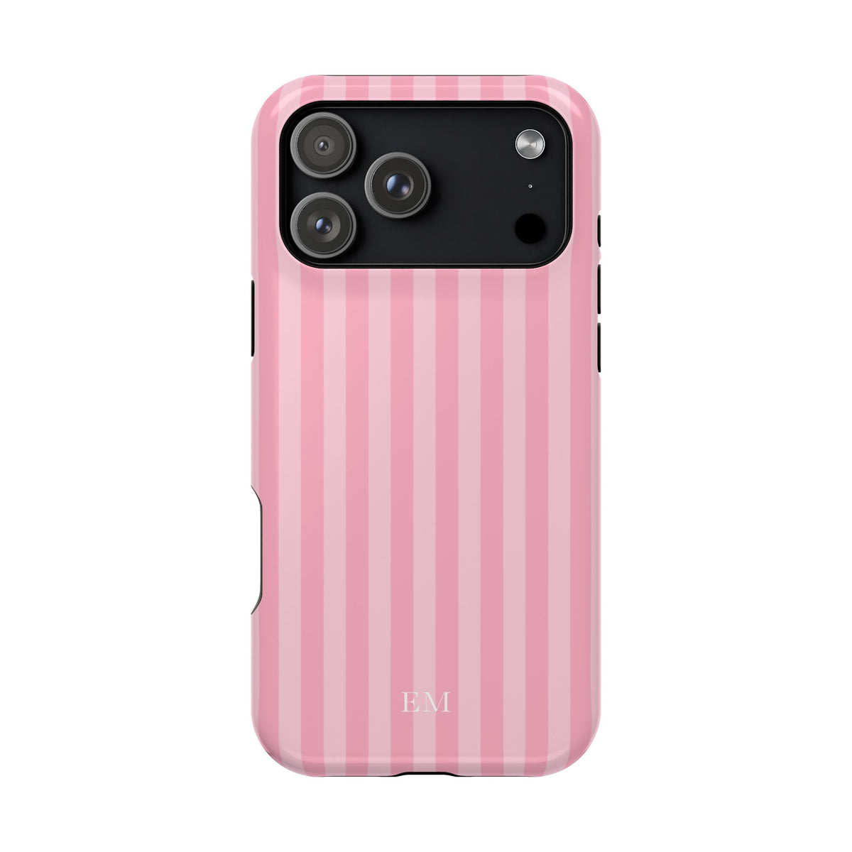 Custom Initials Bubblegum Stripes iPhone Case