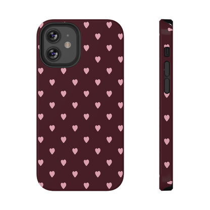 Burgundy & Pink Little Hearts iPhone Case
