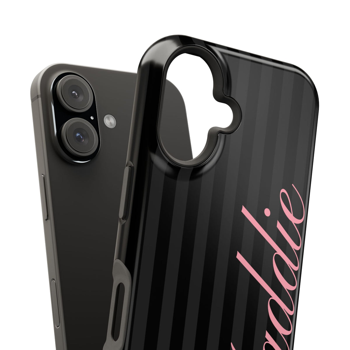 Custom Pink Black Stripes iPhone Case