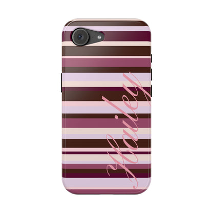 Custom Berry Mocha Stripes iPhone Case