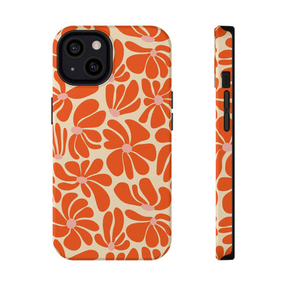 Orange Vintage Flowers iPhone Case