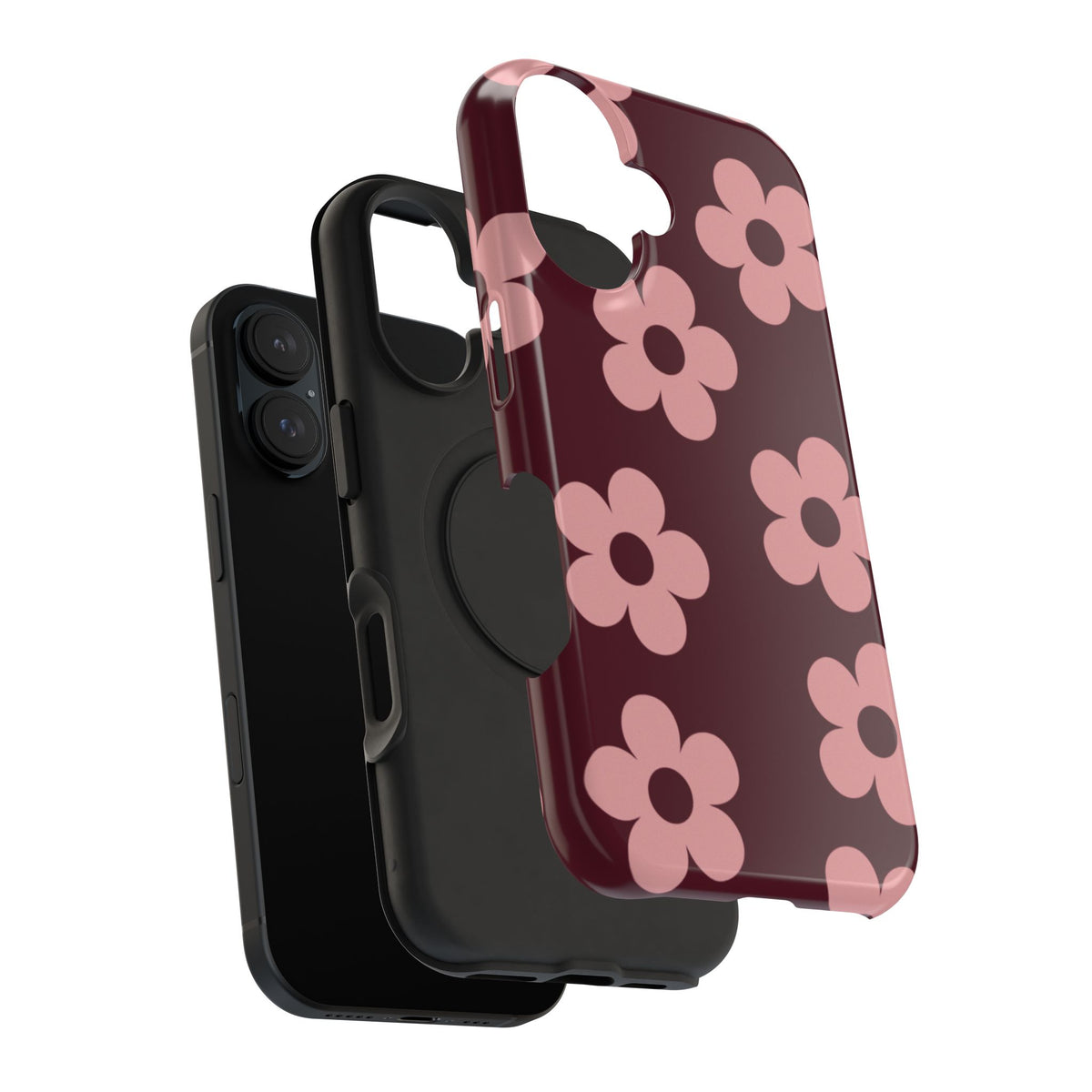 Burgundy & Pink Flowers iPhone Case
