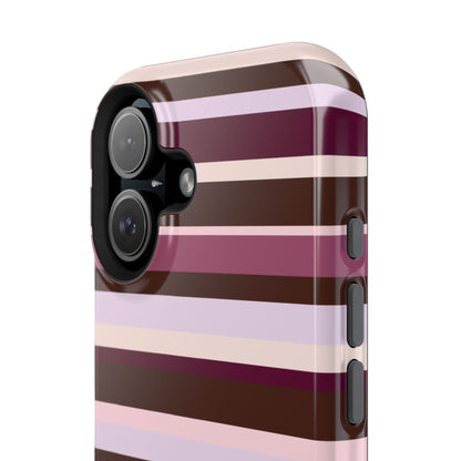 Custom Initials Berry Mocha Stripes iPhone Case