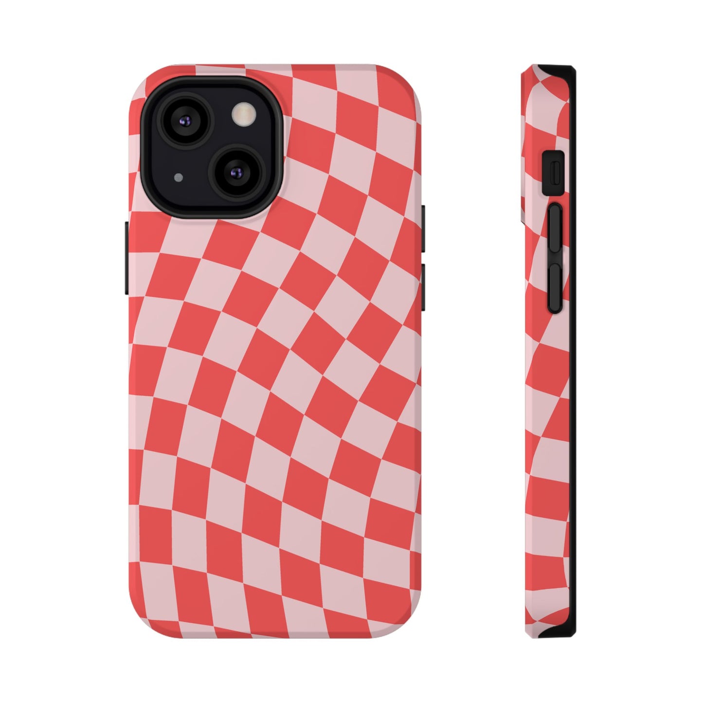Red & Pink Wavy Checkered iPhone Case