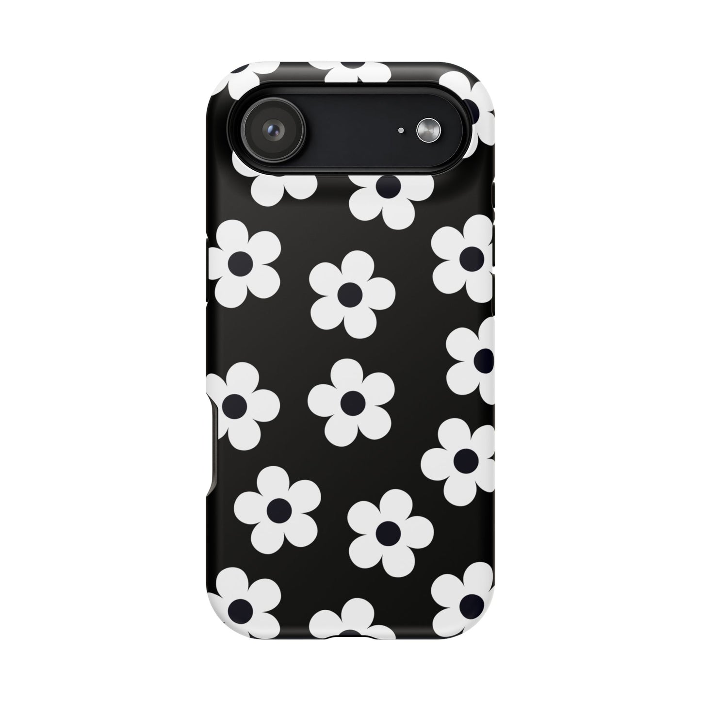 Black Retro Flowers iPhone Case