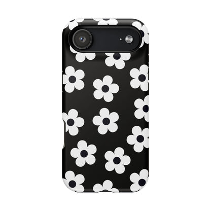 Black Retro Flowers iPhone Case