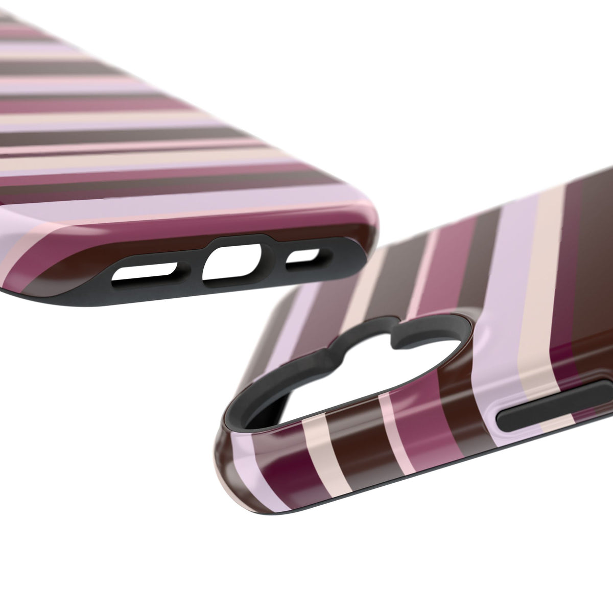 Berry Mocha Stripes iPhone Case