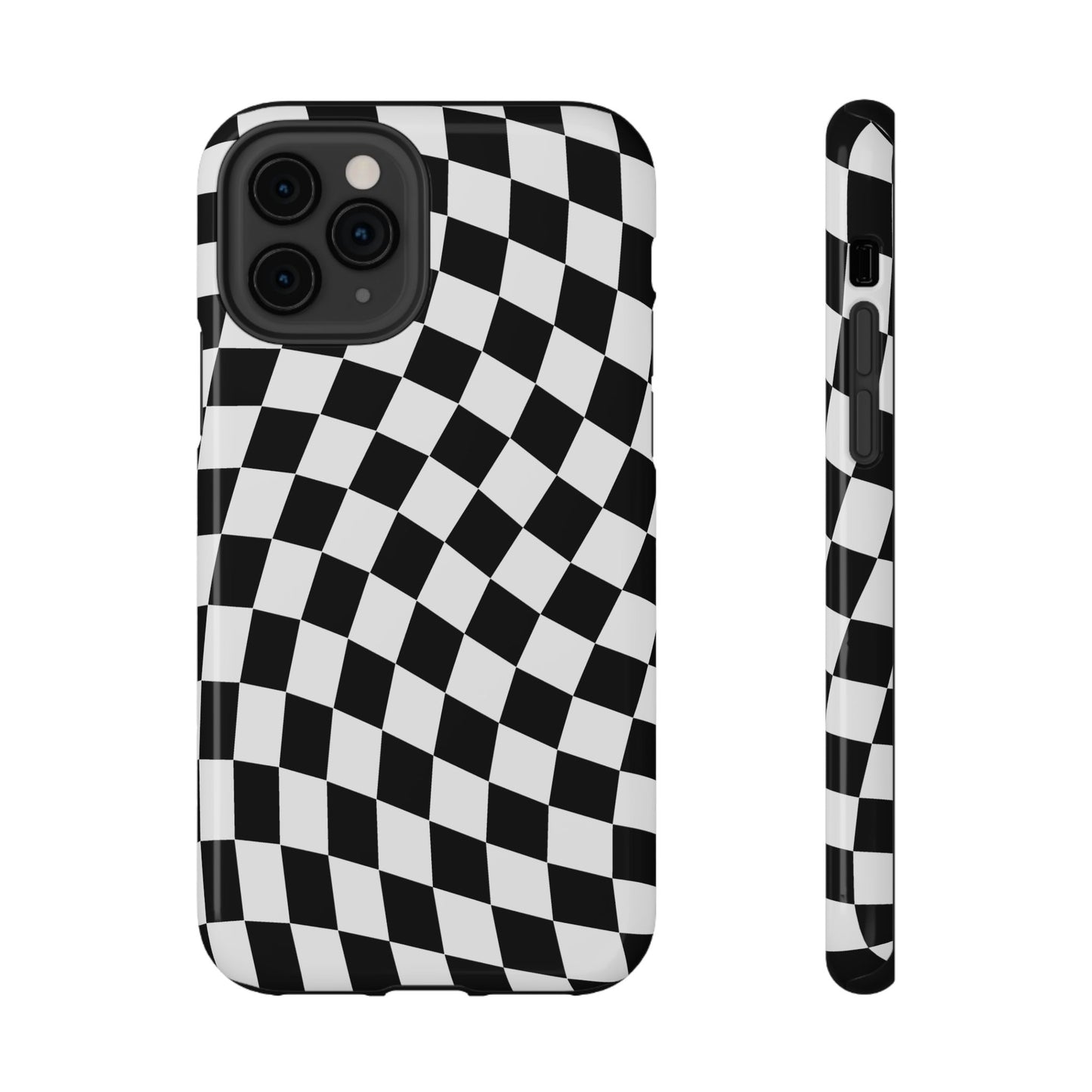 Black Wavy Checkered iPhone Case