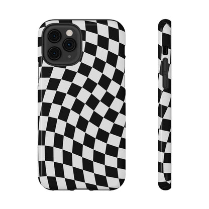Black Wavy Checkered iPhone Case