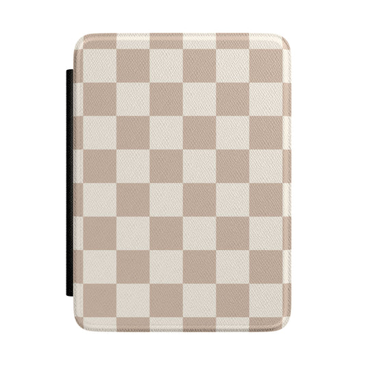 Neutral Checkered Kindle Case