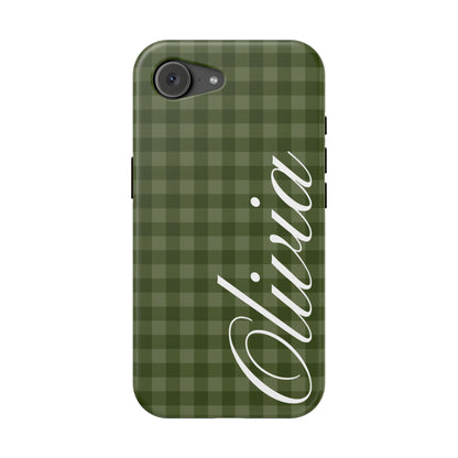 Custom Green Gingham iPhone Case