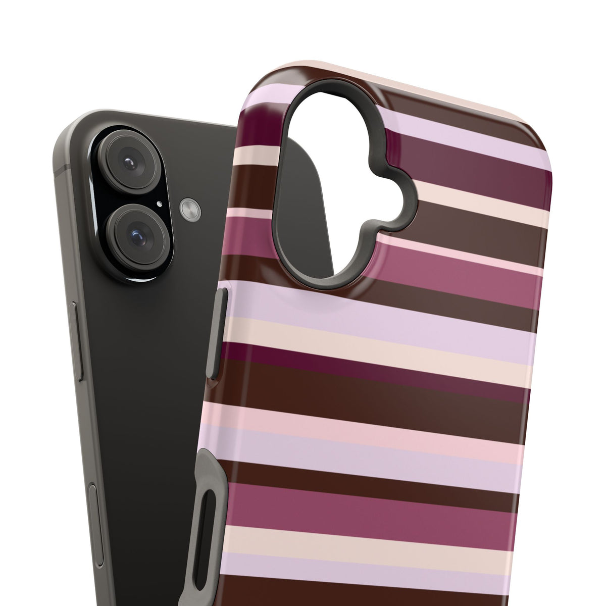 Berry Mocha Stripes iPhone Case