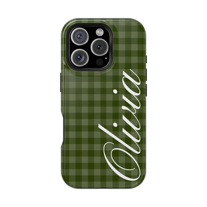 Custom Green Gingham iPhone Case