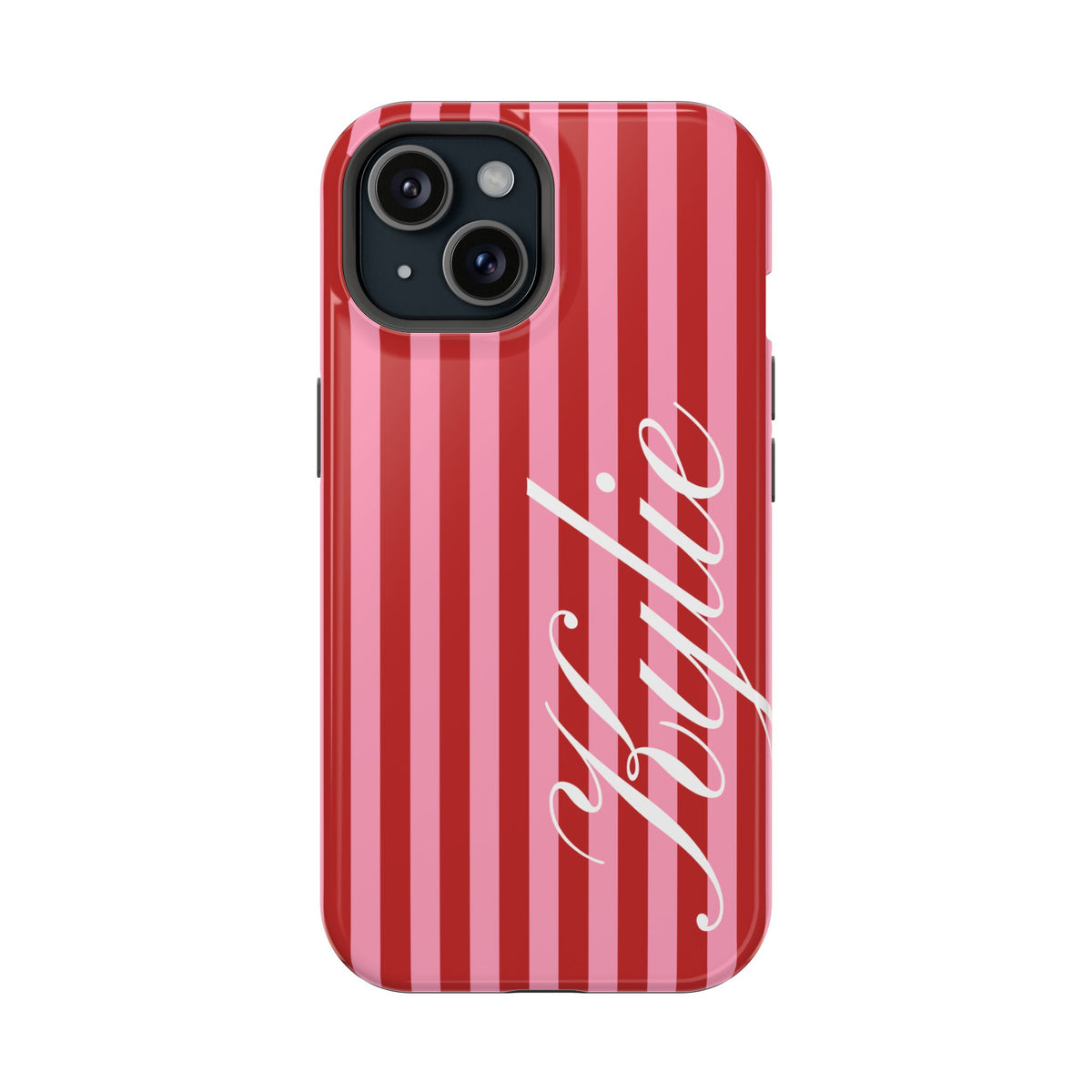 Personalized Cherry Blush Stripes iPhone Case