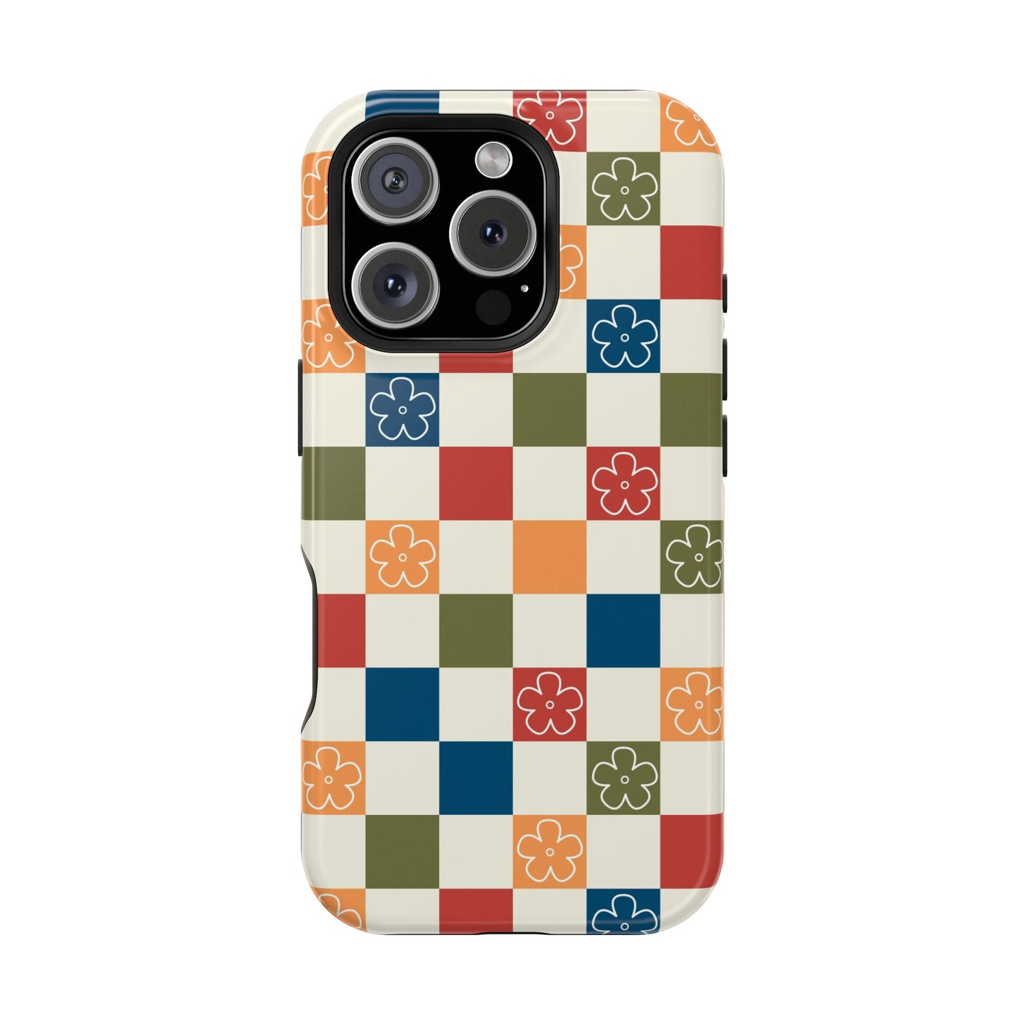 Vintage Flowers Checkered iPhone Case