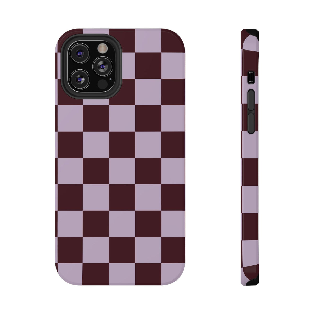 Burgundy & Violet Checkered iPhone Case